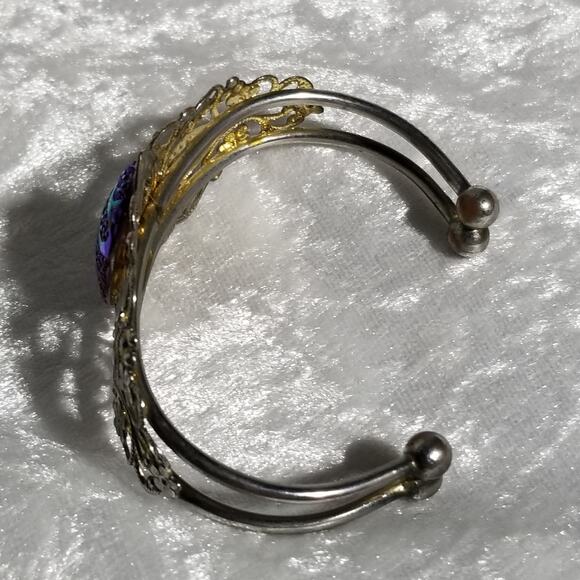 Aurora borealis look cuff filigree bracelet  1.1748 - Picture 6 of 10